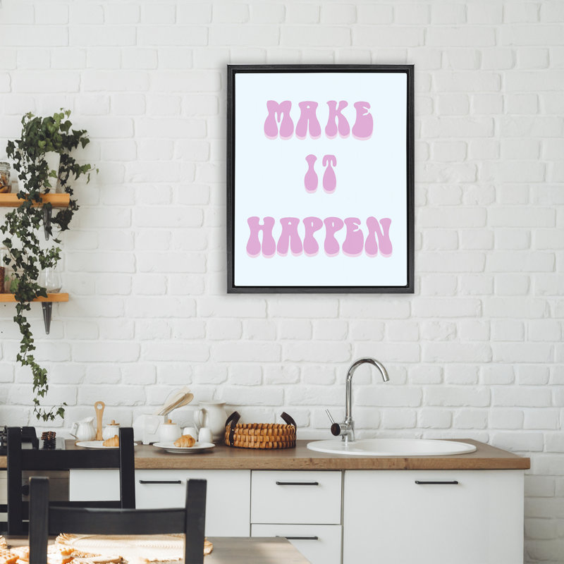 Cadre flottant Make It Happen, par Ashley Singleton, Cadre flottant noir de jais, H 21 po x l 17 po