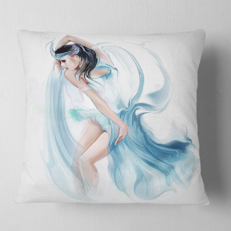Coussin de la femme "digital art portrait", 16 po x 1 po, Coussin décoratif