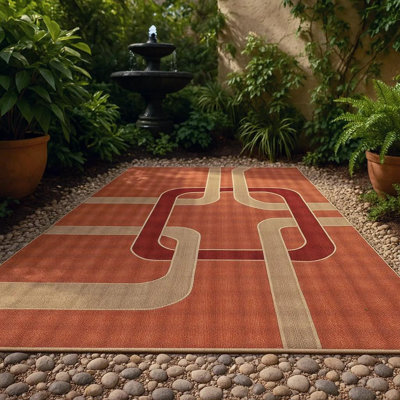 Tapis intérieur / extérieur en polypropylène orange tissé à la machine Bunce Authentic