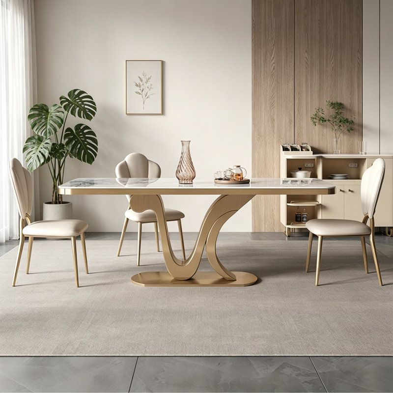 Simple Rectangle Sintered Stone Dining Table
