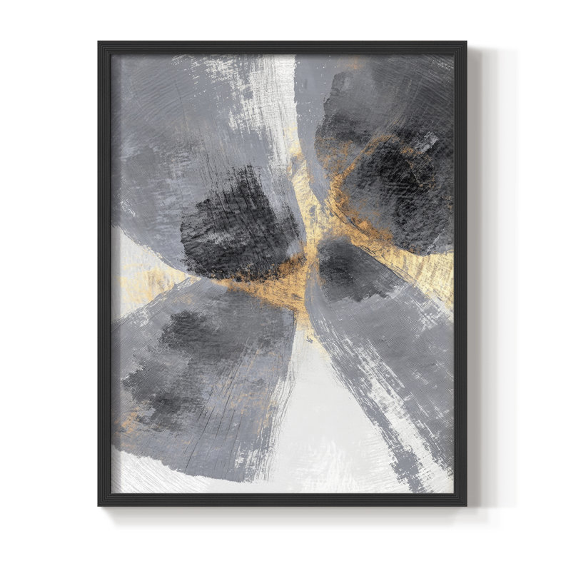 Abstrait, imprimé encadré - prêt à accrocher -, H 10 po x l 8 po, Noir