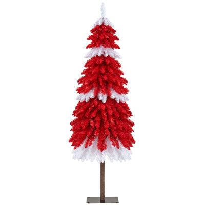 Arbre de Noël artificiel illuminé 5 pi avec 301 pointes de branches rouges et blanches