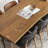 Nordic Minimalist Rectangular Dining Table Oak Solid Wood Top Metal Base Dining Table-101106433