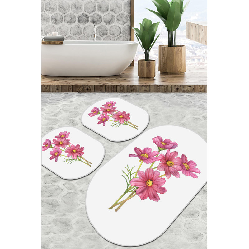 Luxury Bathmat Set (3 Pieces), White | 100% Polyester, 700 g/m², Pile Height: 0.4 inches | Antibacterial, Non-Slip Underside, Machine Washable | Large Bathmat: 23.6 x 39.4 inches, 2 Small Bathmats: 19.7 x 23.6 inches | Perfect for Elegant Bathrooms