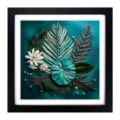 Palm Leaf Floral Art - Single Picture Frame Print on Wood