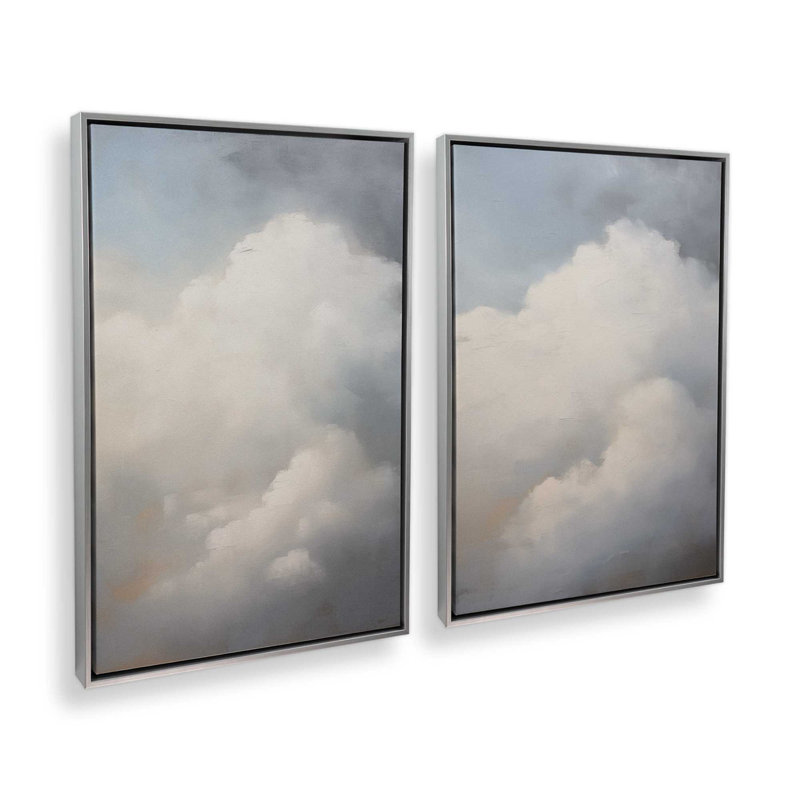 Nimbus Dream, ensemble de 2 toiles encadrées, H 18,75 po x l 25,5 po x P 1,75 po, Cadre flottant en chrome poli