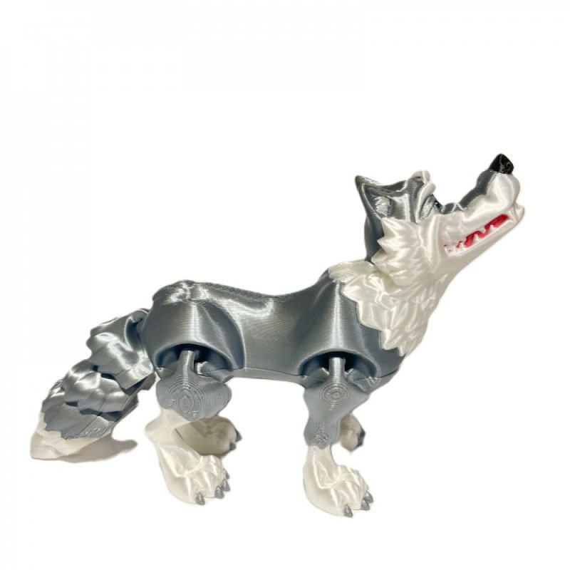 Figurine loup avec long nez imprimé en 3D, H 3 po x l 3,5 po x P 5 po, Grey