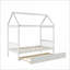 Structure de lit simple en bois de pin massif avec lit gigogne - Aucun sommier requis, blanc