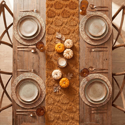 Chemin de table caramel en fausse fourrure d'automne