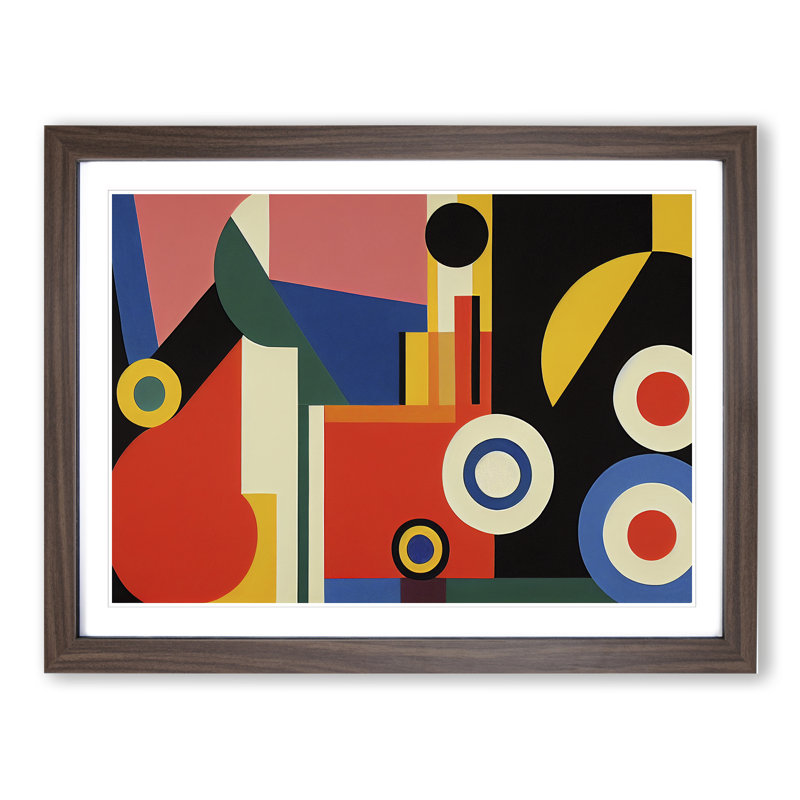 Bauhaus Abstract Vol.1 1 Piece Single Picture Frame Wall Art, 34cm H x 46cm W x 2cm D, Walnut