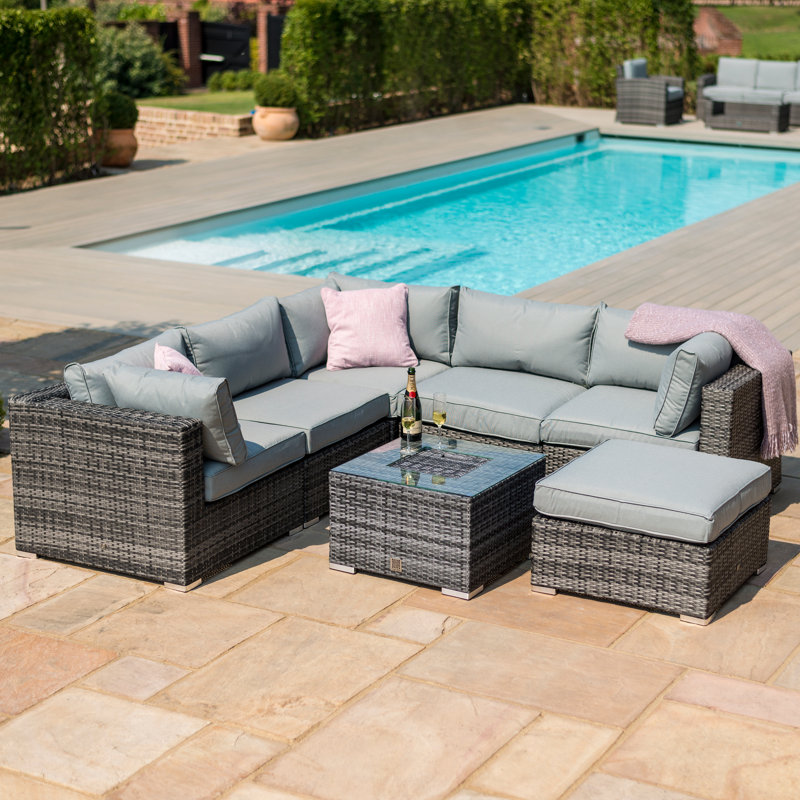 London Rattan Corner Group - with Ice Bucket, Grey