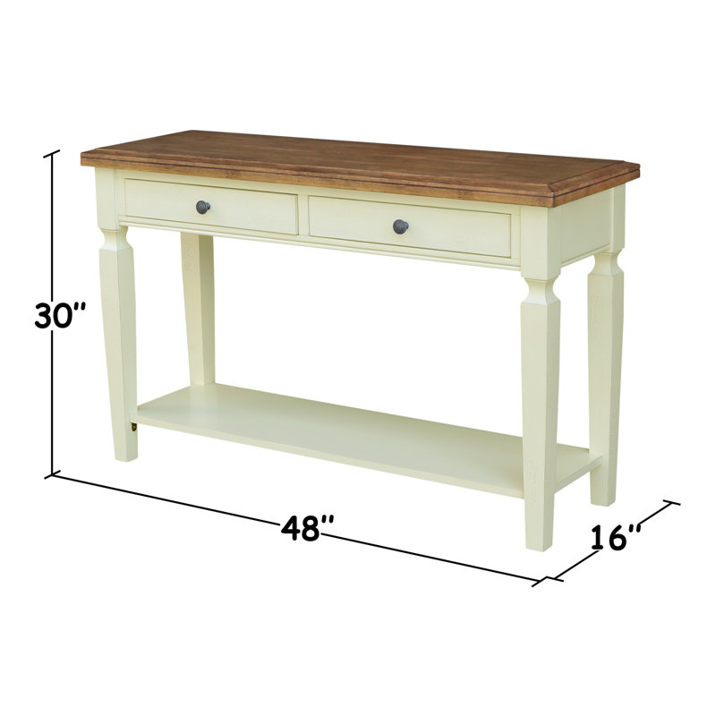 Briseno 48'' Unfinished Solid Wood Console Table, Hickory/Shell White
