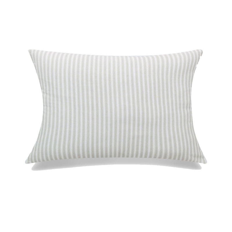 Michael Penny Ticking Pillow Cover & Insert, Feather, Beige, Rectangle 12"H x 18"W
