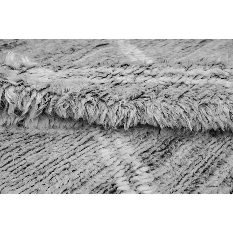 Wool Geometric Area Rug in Gray, Rectangle 9' x 12'
