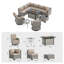 Ensemble de conversation pour patio 11 pièces avec foyer au propane, canapé modulaire en osier 7 pièces et table basse, 2 chaises berçantes pivotantes et table d'appoint-581546587