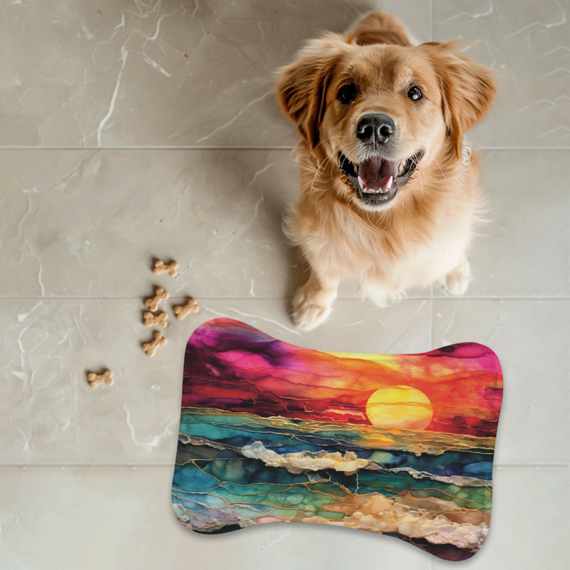 Sunset Patterns - 1 Piece Bone Shape Feeding Mat