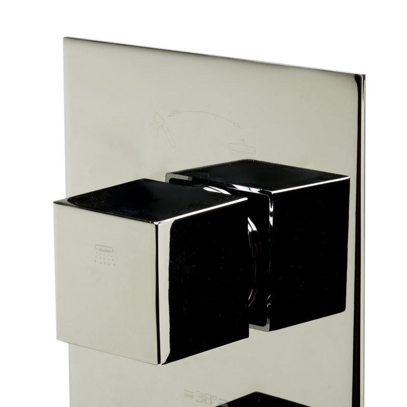 Mélangeur de douche thermostatique carré, Chrome poli