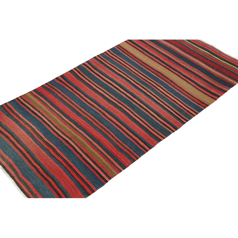 Vintage Kilim In Red With Multicolor Stripes, From Rug & Kilim