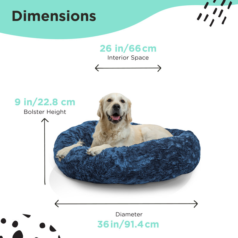 Lit pour animaux en fausse fourrure Tucker Murphy Pet ™, Medium (30" W x 30" D x 8" H), Bleu marine de luxe