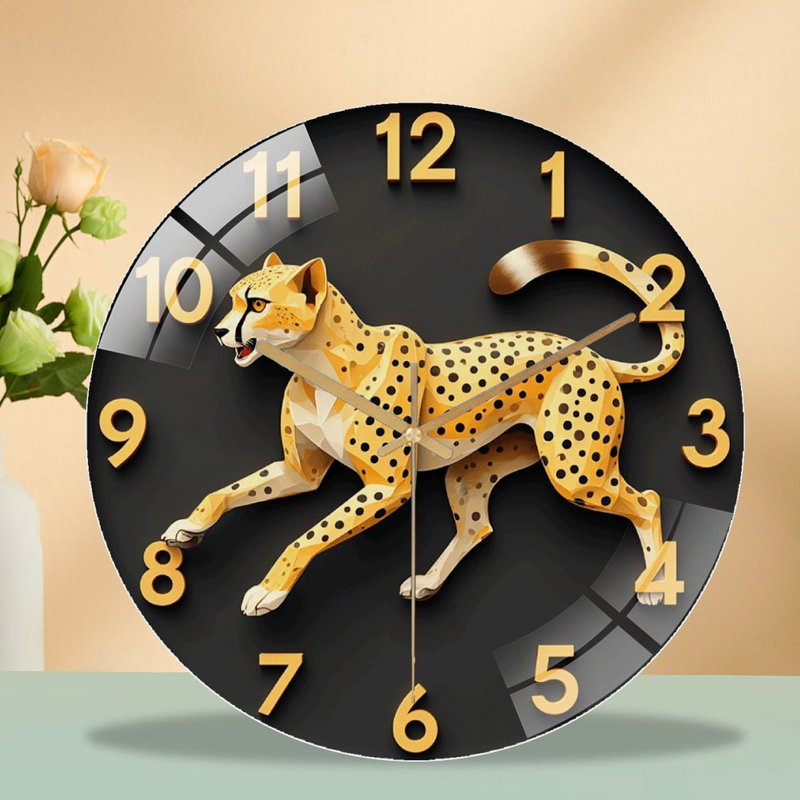Horloge murale guépard, horloge murale 12 po