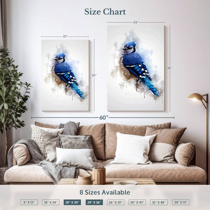 Brampt Blue Jay Bird, 36" H x 24" W