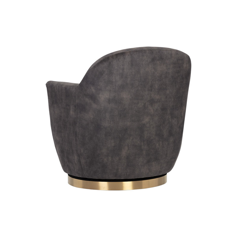 Hudnut Swivel Armchair, Antique Brown Faux Leather