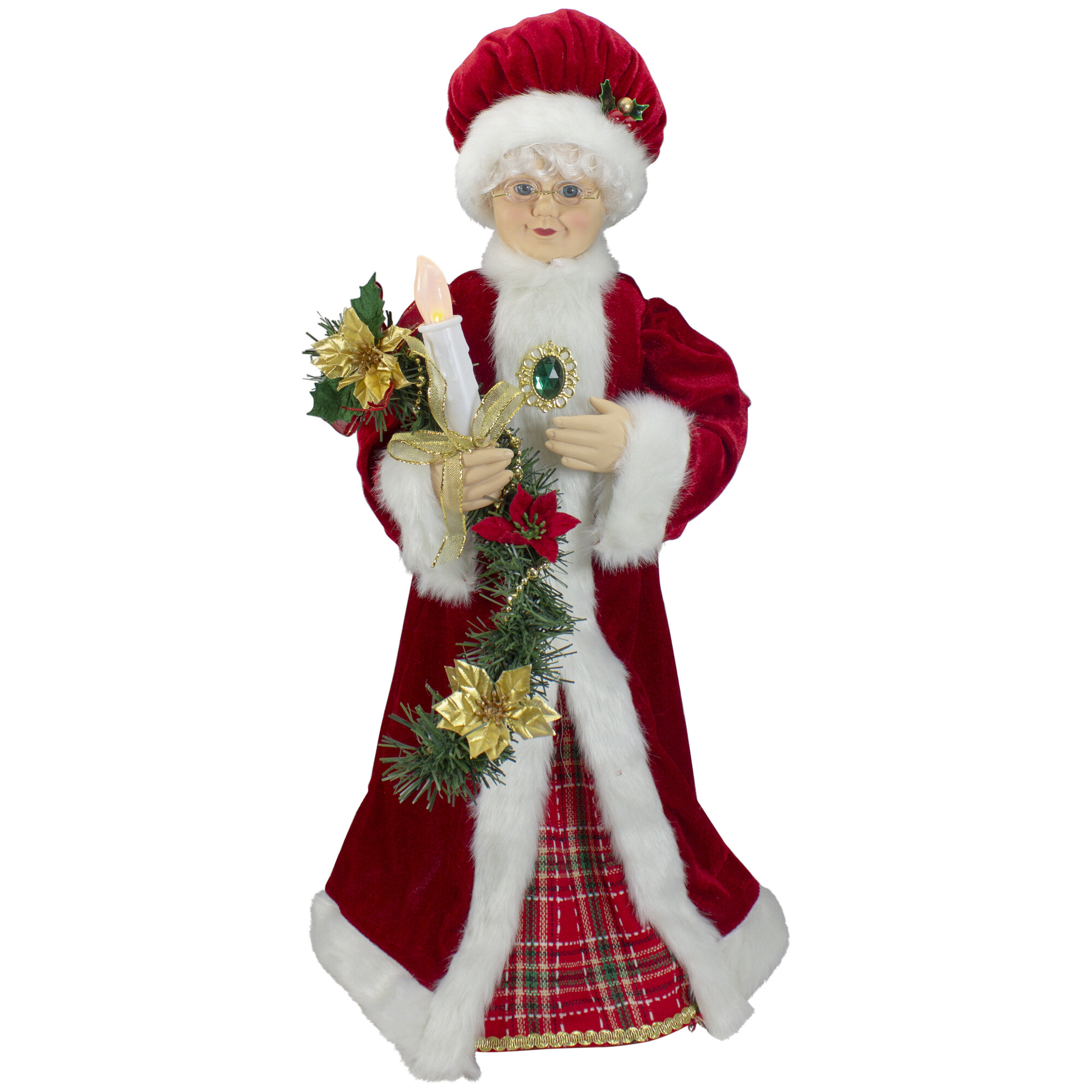 Northlight 24-Inch Animated Mrs. Claus with Lighted Candle Musical