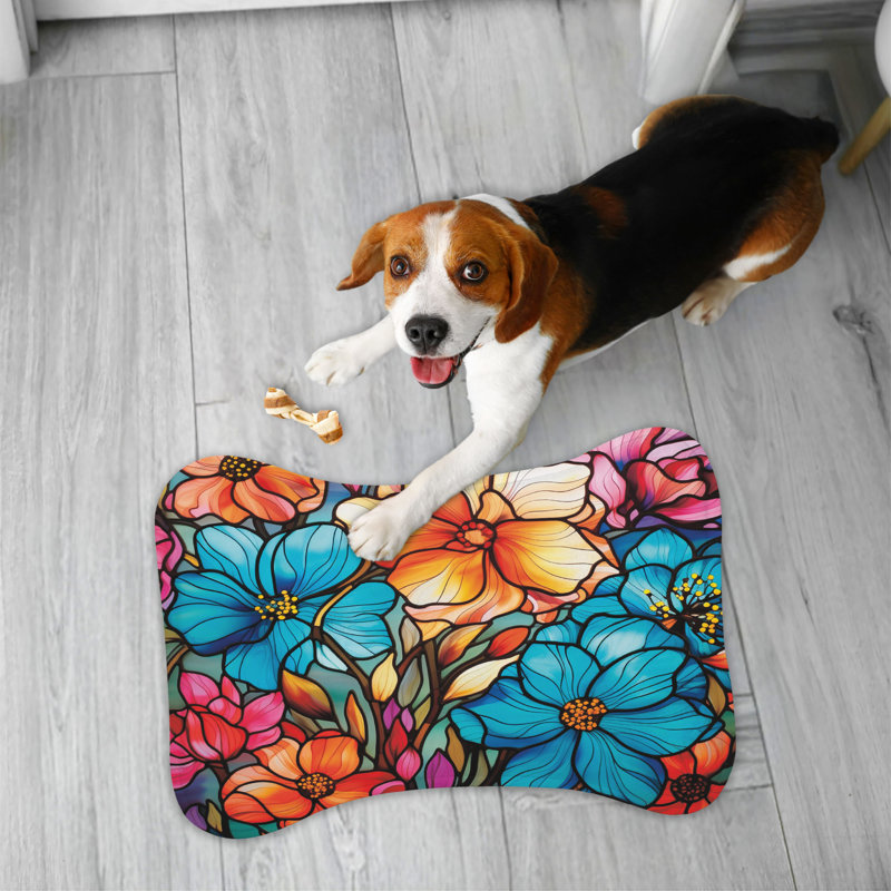 Tapis à motif floral en mosaïque - 1 pièce, 18"