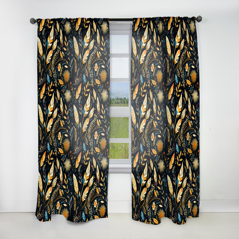 Motif bohémien Rhapsody bohème - Rideau bohème abstrait - Velours obscurcissant - 1 panneau, L 52 po x L 84 po