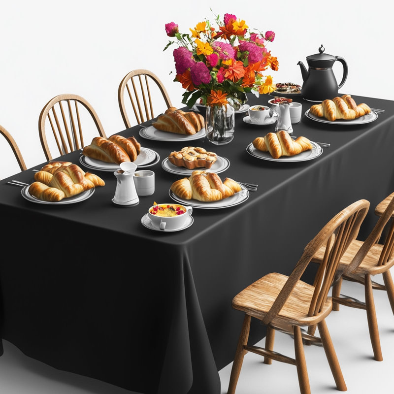 Paquet de 6 nappes pour table rectangulaire, P 120 po x L 70 po, Noir