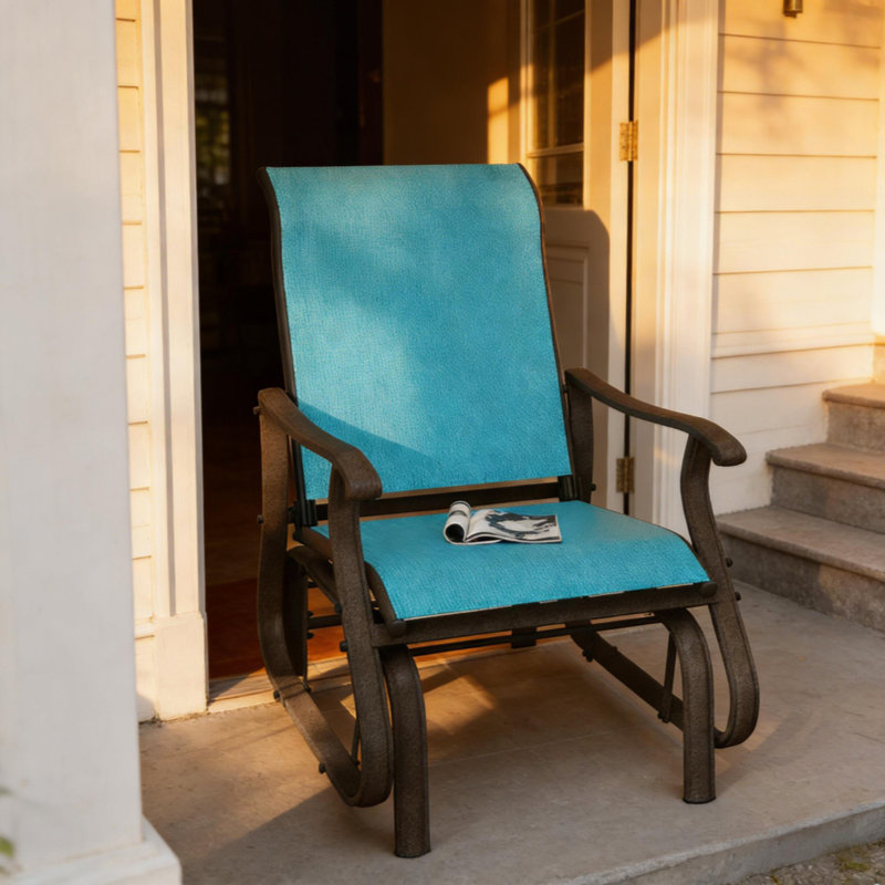 Balancelle de jardin, fauteuil oscillant d'extérieur, Bleu/brun