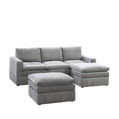 5 Modular - Suede, Comfortable Seat, Graphite Color Sectional Furniture Granite Color, Design