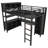 Full Size Metal Loft Bed with Wardrobe, L-Shaped Desk and Storage Shelves, Heavy Duty Loft Bed for Teens & Adults, Black-448239783-448239777