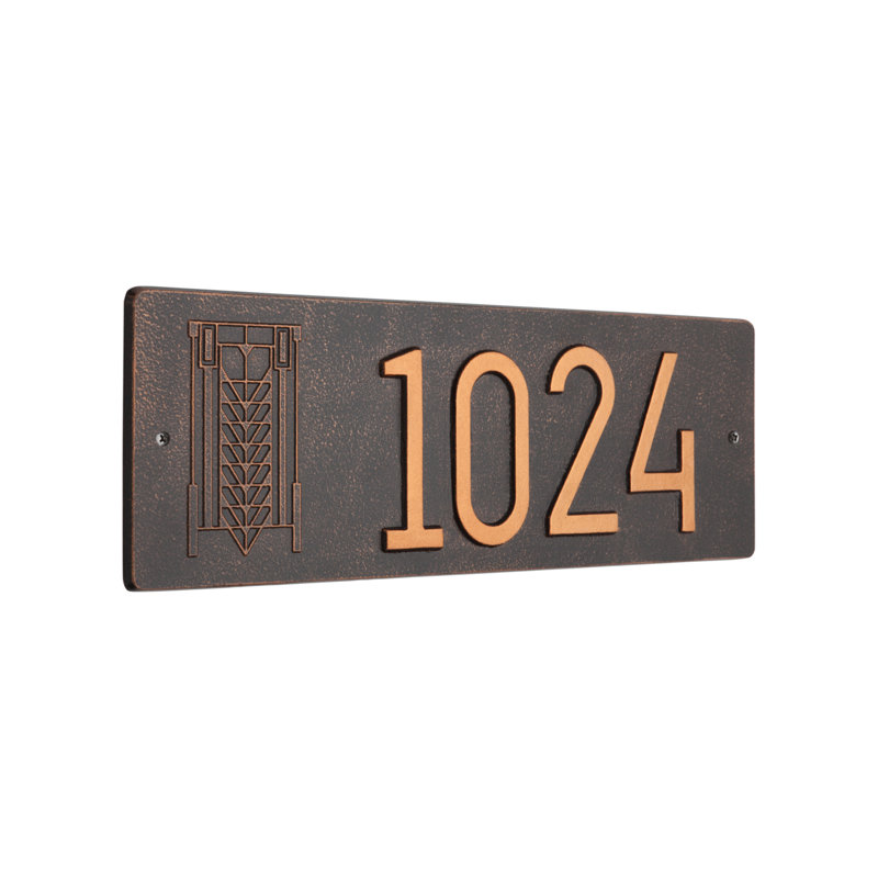 Frank Lloyd Wright, arbre moderne de la vie, plaque moderne sur 1 ligne, Bronze, Oui, Bronze frotté à l'huile
