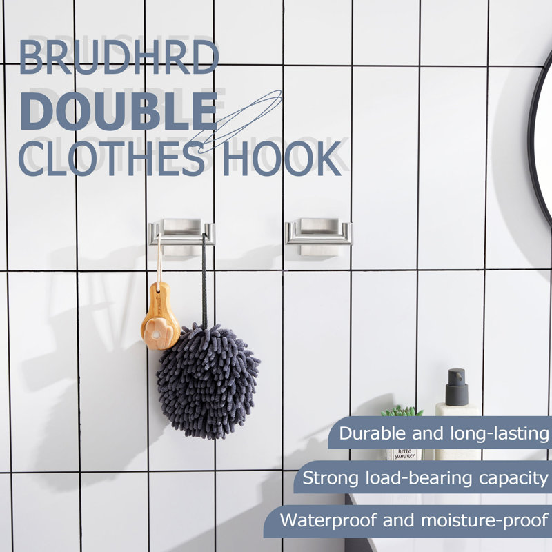 Double crochet mural pour serviettes, Nickel brossé