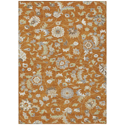Machine Washable Indoor/Outdoor Chayden ACN1006 Paprika 1'8" x 2'6" Rug