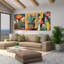 Cactus mexicain encadré, ensemble de 3 décorations murales succulentes Boho Southwest, cactus botanique tropical