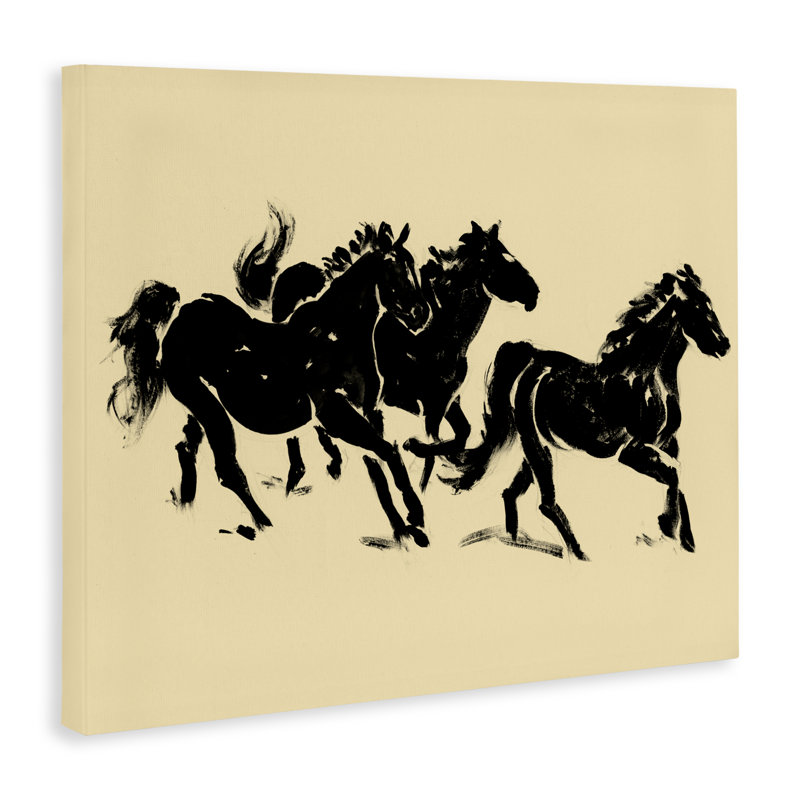 Chevaux en mouvement, toile de Victoria Barnes, H 16 po x l 20 po