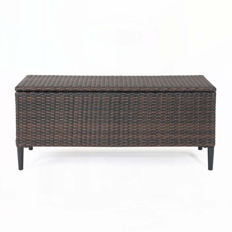 Banc de rangement en rotin pour l'extérieur, Brun