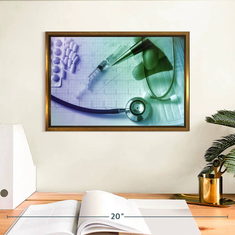 Medical Health Insurance, 13" X 9", Floating Frame Gold