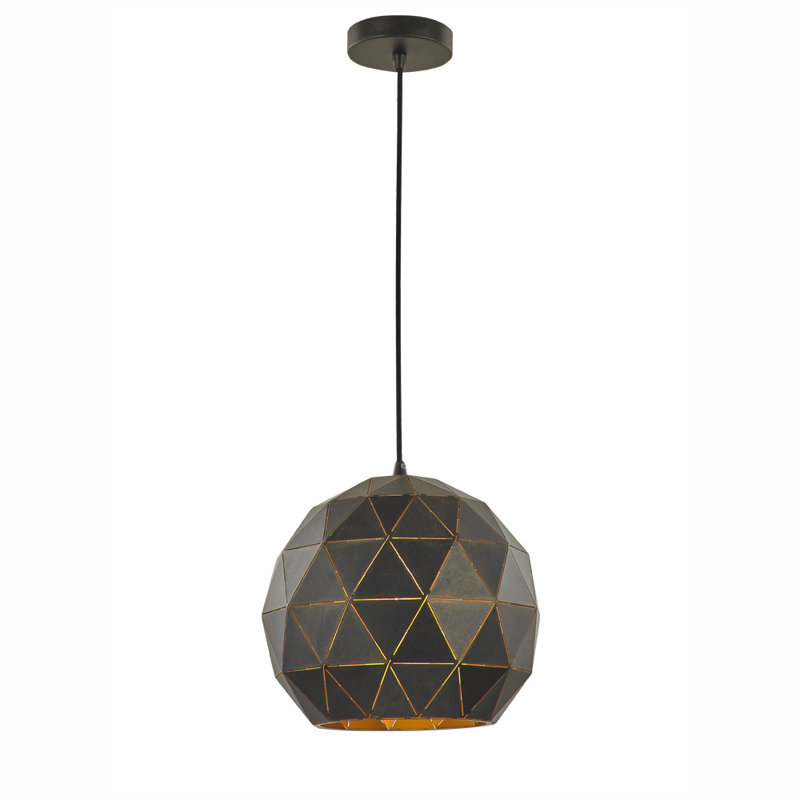 Derik 1 - Light Sphere Pendant, Black/Gold, Black, Black/Gold