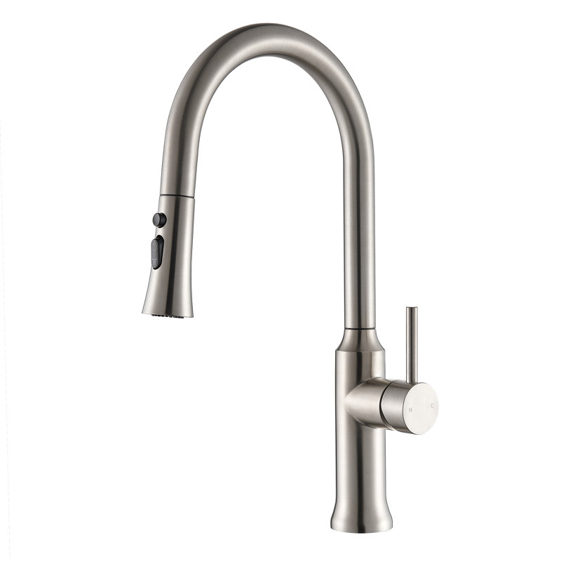 Robinet de cuisine à poignée simple Nette avec douchette extractible , Nickel brossé