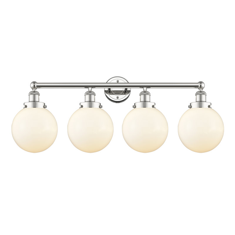 Alphonsa 4 - Light Dimmable Vanity Light, Matte White, Polished Nickel
