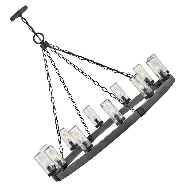 Sawyer 12 -Bulb 28.5" H Outdoor Chandelier, Aged Zinc
