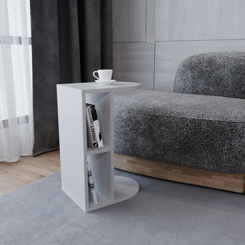 Table de bout avec tablette, Blanc