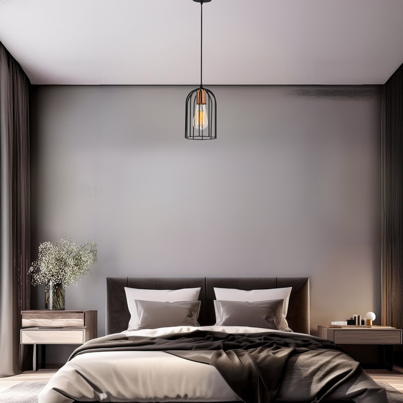 Luminaire suspendu en forme de lanterne à 1 lumière Aikam