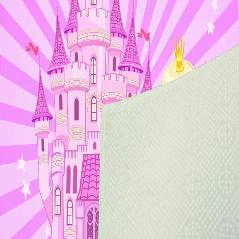 Tapis rose / jaune en polyester touffeté à la machine Oceanview, Rectangle 4 pi 7 po x 7 pi 3 po