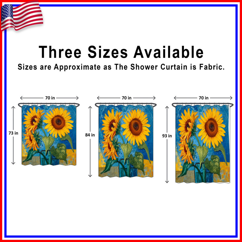 Rideau de douche tournesol tournesol très long, 70in W x 72in H