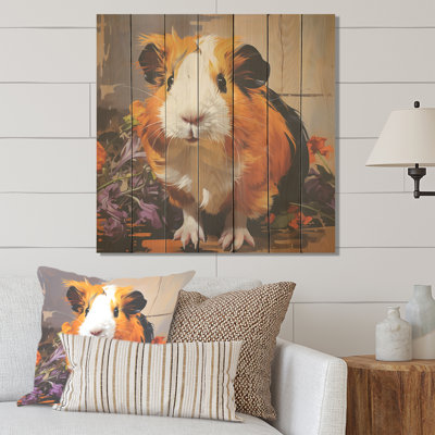 Pop Art, cochon d'Inde rongeur - rongeur sur bois