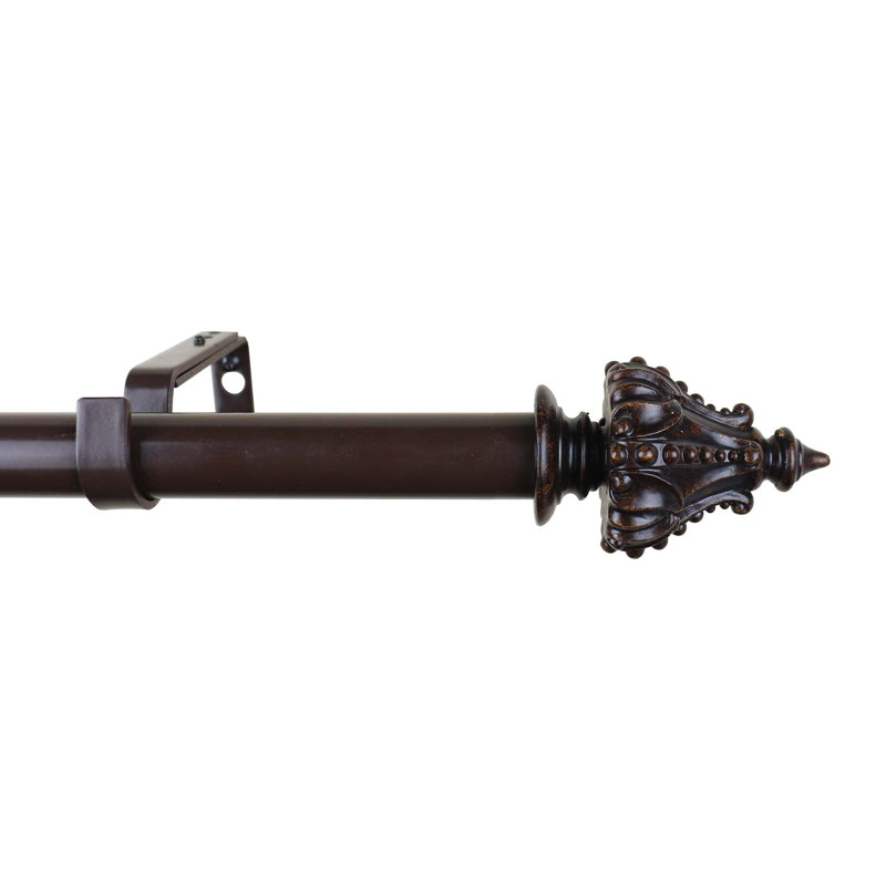 Tringle à rideaux simple réglable Parnell Regale, l 84 po x P 6,75 po, Acajou
